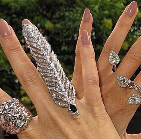 Diamond studded full finger rings