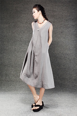 grey linen dress