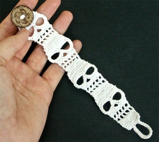 Crochet Bracelet with Skull Pattern