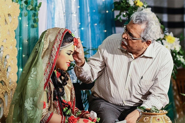 Indian Bride With Her Father
