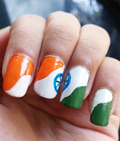 Indian tri colour Nail Art 