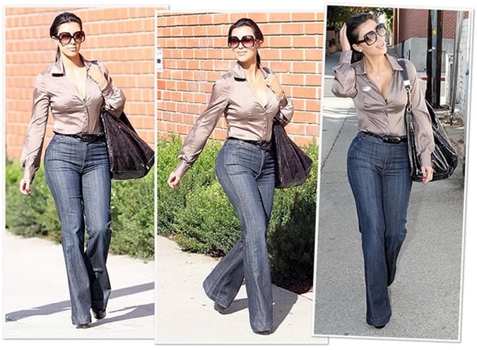 kim kardashian Wide Leg Jeans