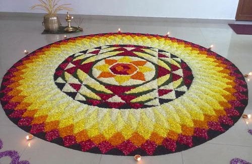 طرح های pookalam با نقاط