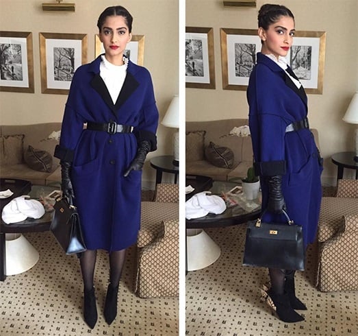 Sonam in Oscar De La Renta coat