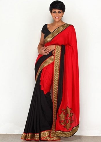 Black and red party sarees