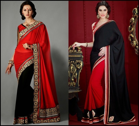 Black and red saree designs
