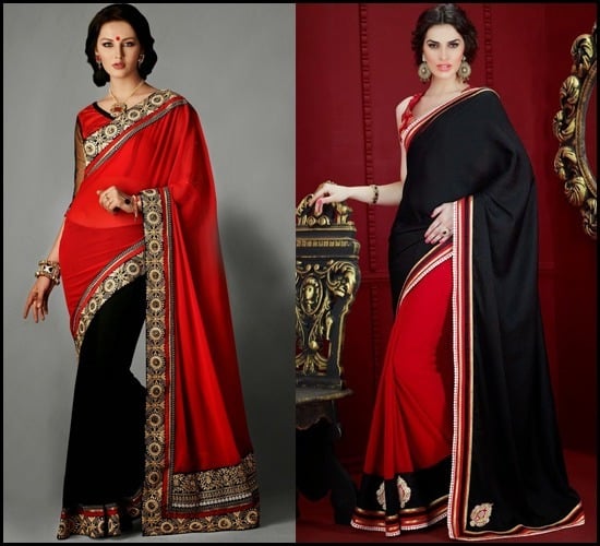 Black and red saree designs