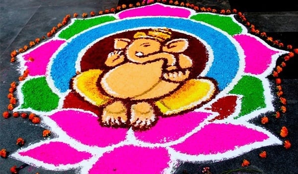 Creative Ganesh Rangoli Designs