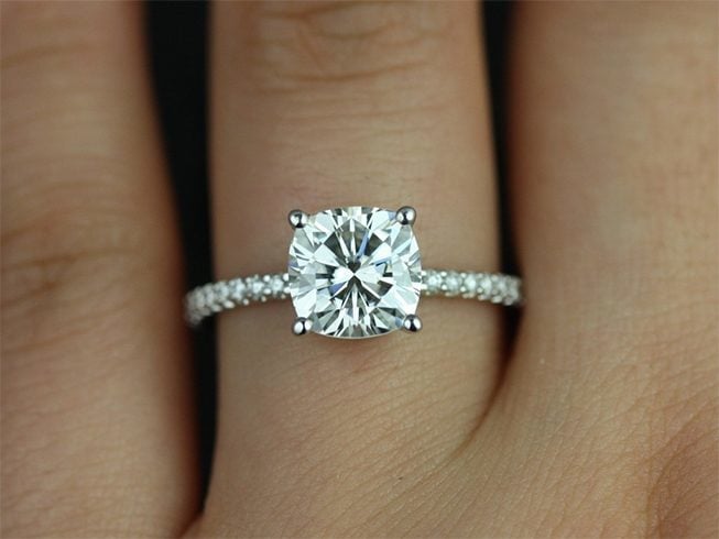 Cushion cut diamond rings