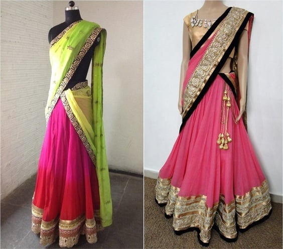 different styles of draping half saree