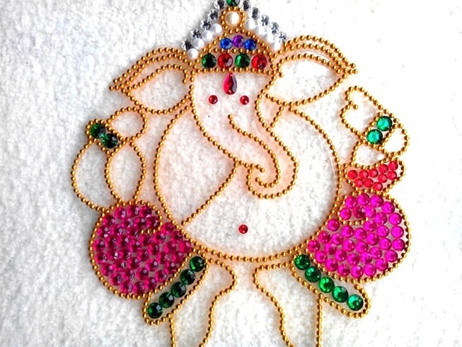 Ganesha kundan rangoli design