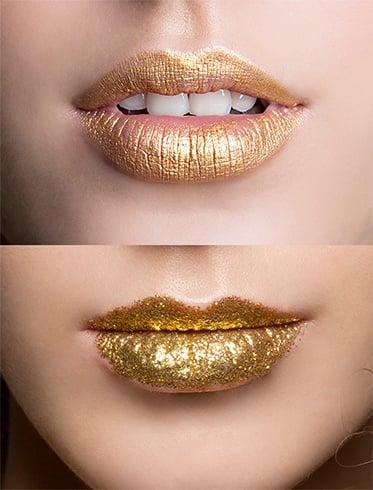 Gold glitter lipstick