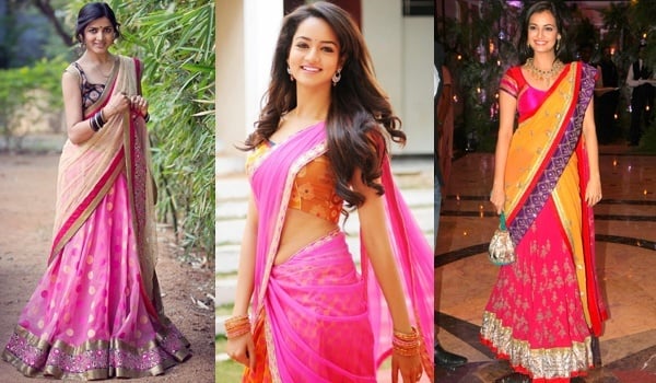 how to wear half saree