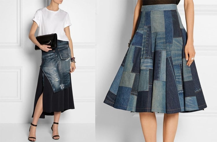 Recycle jeans midi skirt