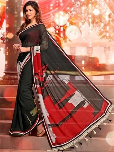 Red and black party sarees
