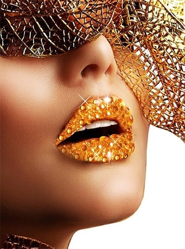 Rhinestone studded lips