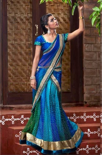 styles of draping half saree