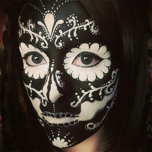 Black and white sugar skull makeup