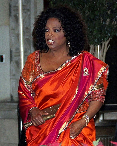 Oprah in a silk Tarun Tahiliani saree
