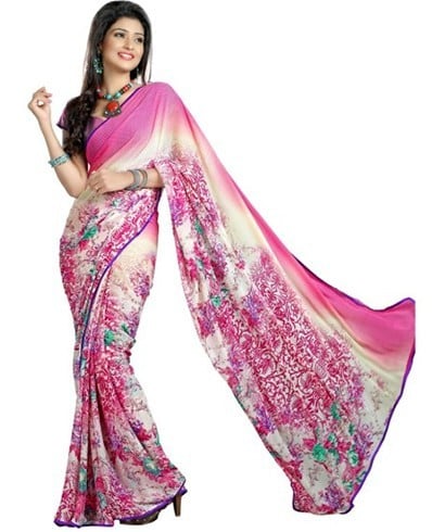 Chiffon Blumendruck Sarees für den Herbst 2015 sind die IT-Sache für Parteien  