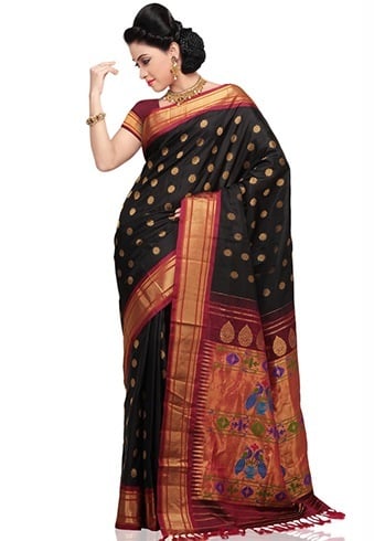 Black paithani saree