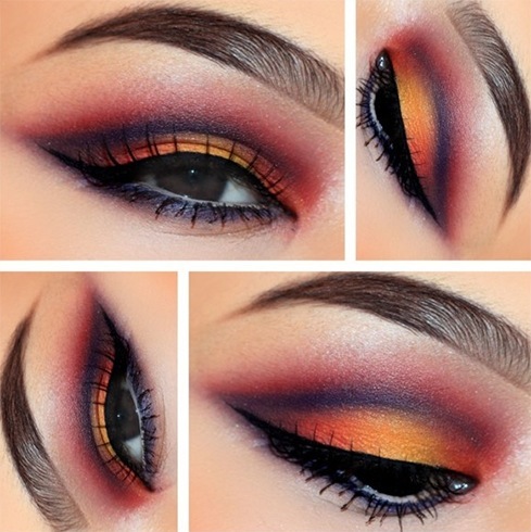 Brown eyes orange eyeshadow