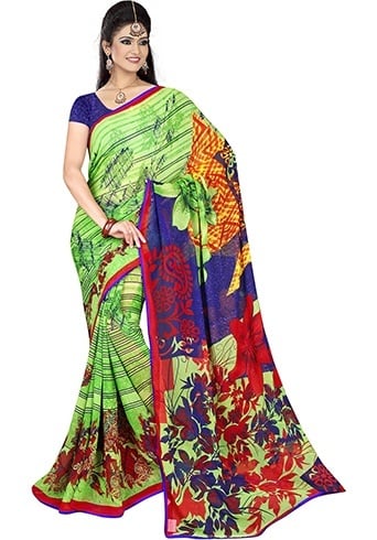 Chic floral print sarees