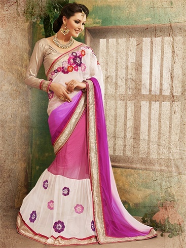 Chiffon floral print sarees