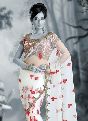 Embroidrey floral saree