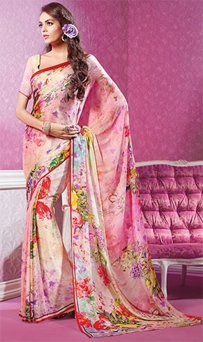 Chiffon Blumendruck Sarees für den Herbst 2015 sind die IT-Sache für Parteien  