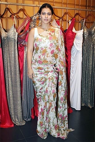 Kajol in floral design sarees