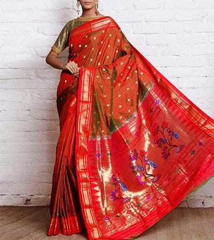 Lotus paithani saree