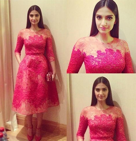 Sonam n pink dress