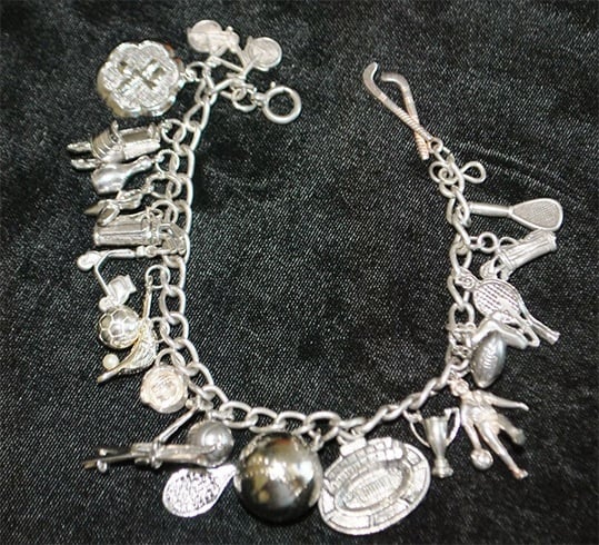 Sports silver charm bracelet