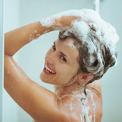 Washing curly hair