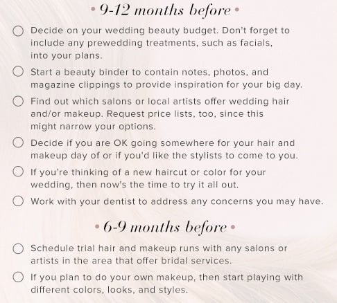 Wedding beauty checklist