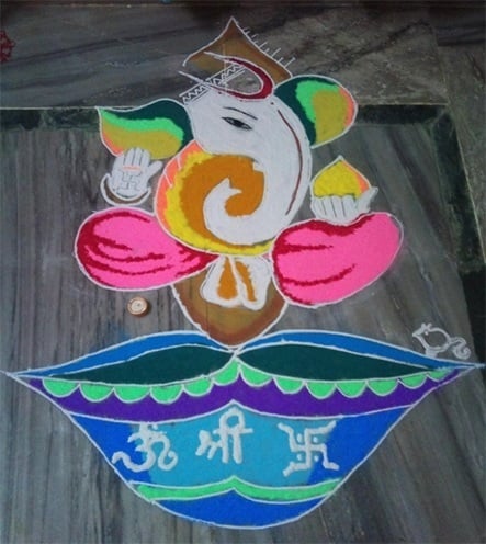 بهترین طرح های Ganesh Rangoli