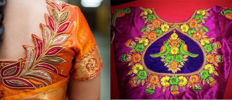 Blouse Embroidery Designs For Silk Saree