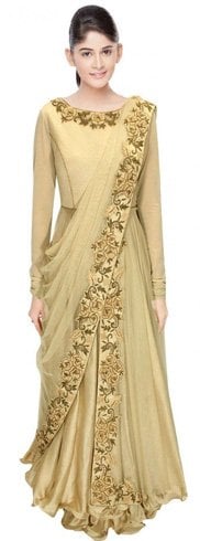 Embroidered saree gown