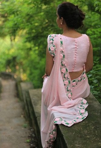 Floral Applique Hemline saree