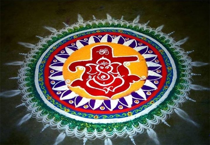 طرح های Ganapati Rangoli برای Diwali