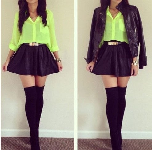 Skater Skirt With Knee High Socks For Women