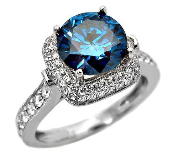 Blue diamond wedding ring