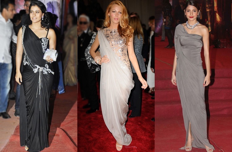 Celebs in saree gown