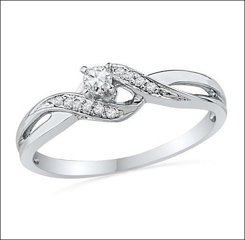 Diamond twisted promise ring