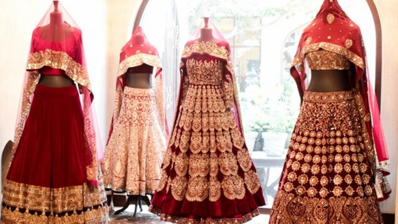 manish malhotra red bridal lehenga