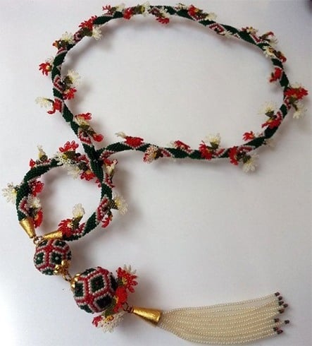Needle lace beaded necklace
