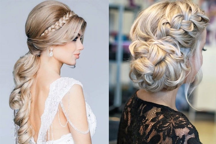 50 Breathtaking Prom Hairstyles For An Unforgettable Night  Chunky Braided  Messy Updo 1  Fab Mood  Wedding Colours Wedding Themes Wedding colour  palettes