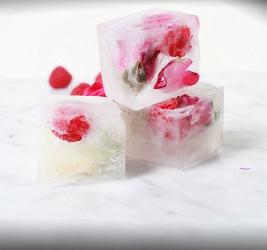 Rose ice cubes