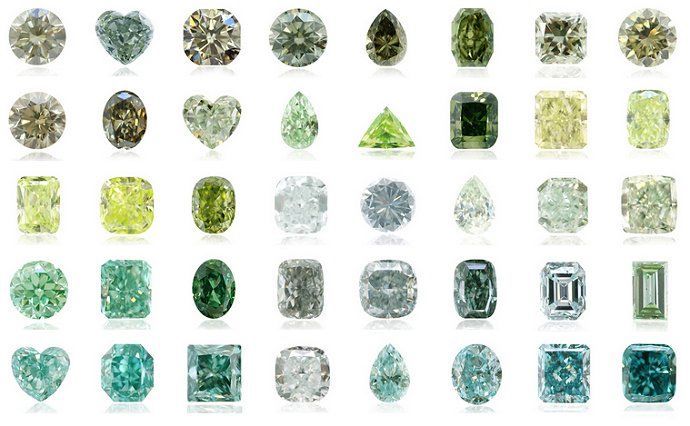 Shapes of green diamonds